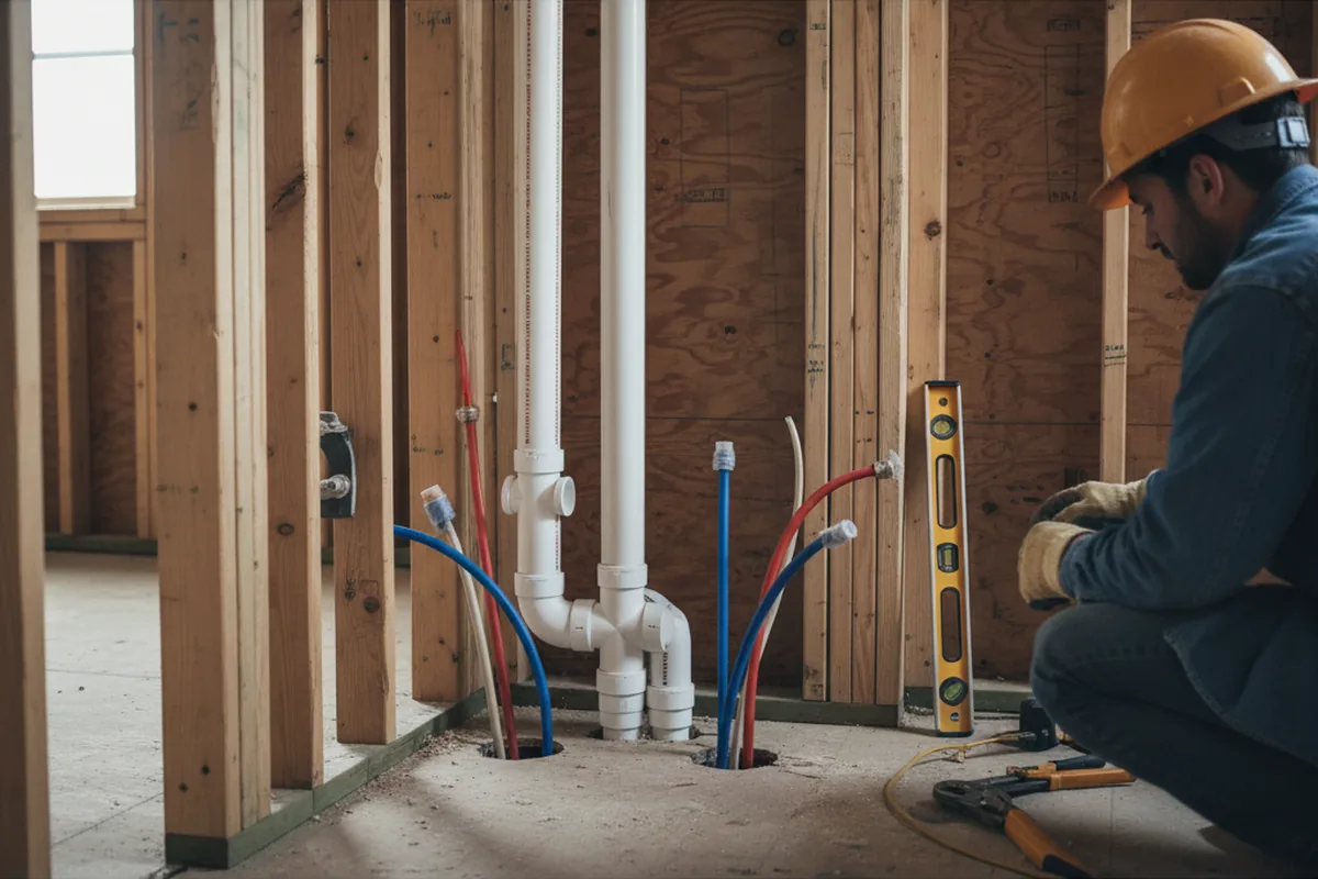 Drain and supply rough-in during Drain Cleaning in Ringwood