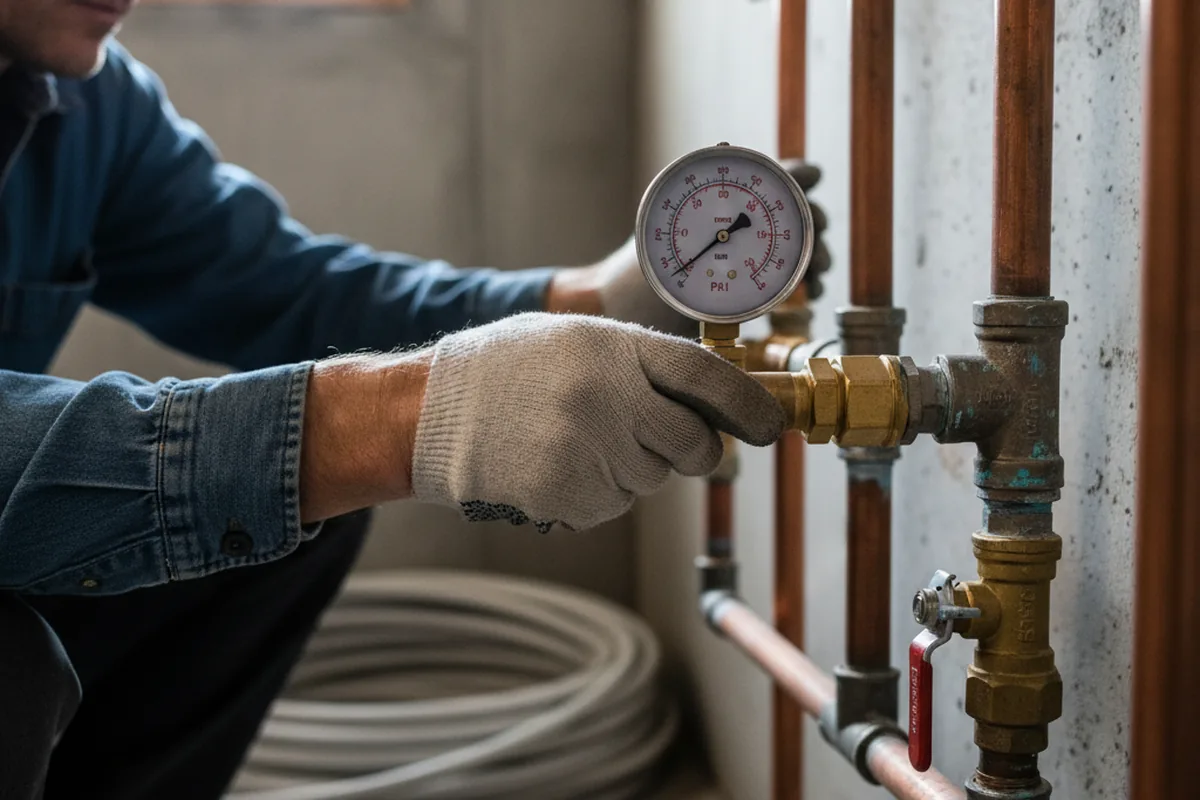 Pressure testing a repaired line during Water Line Repair in Ringwood